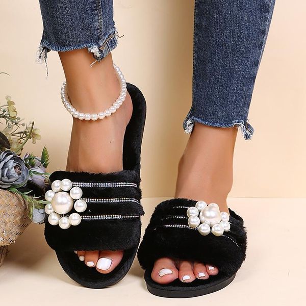 slippers simple beautiful warm fuzzy fur flats for women outdoor winter pearl bead sweet home indoor shoes korean style plush flip flops, Black
slippers simple beautiful warm fuzzy fur flats for women outdoor winter pearl bead sweet home indoor shoes korean style plush flip flops, Black