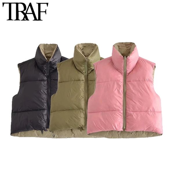 traf women fashion zip-up reversible padded vest coat vintage high neck adjustable hem female waistcoat chic 211120, Black;white
traf women fashion zip-up reversible padded vest coat vintage high neck adjustable hem female waistcoat chic 211120, Black;white