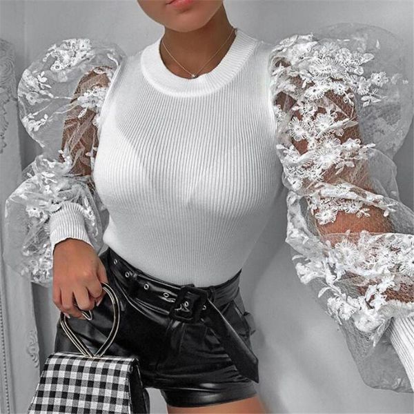 see-through lace patchwork mesh shirt elegant women ribbed knitted slim blouse spring puff long sleeve blusa mujer 2021 women's blo, White
see-through lace patchwork mesh shirt elegant women ribbed knitted slim blouse spring puff long sleeve blusa mujer 2021 women's blo, White