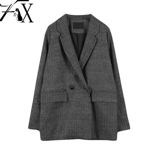 classic gray plaid women's blazer suits spring autumn korea style cotton vintage casual jacket with pocket office elegant coats & blaze, White;black
classic gray plaid women's blazer suits spring autumn korea style cotton vintage casual jacket with pocket office elegant coats & blaze, White;black