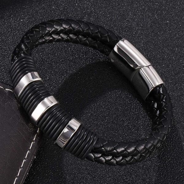 fashion men bracelet male jewelry braided leather rope stainless steel magnetic buckle bangles handmade wristband gifts bangle, Black
fashion men bracelet male jewelry braided leather rope stainless steel magnetic buckle bangles handmade wristband gifts bangle, Black