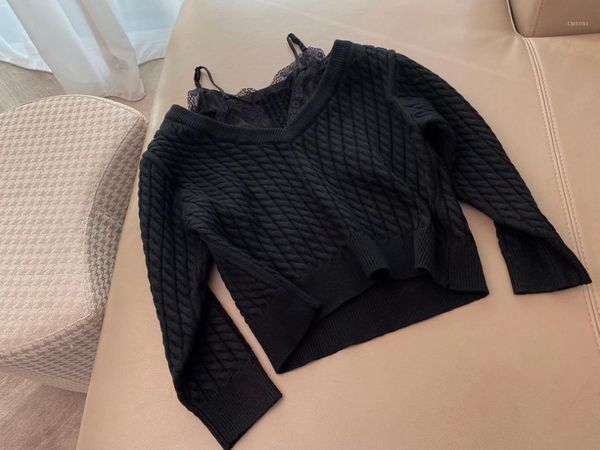 women's sweaters 2021 ladies fashion long-sleeved casual stitching lace sling strapless sweater fake two-piece 1208, White;black
women's sweaters 2021 ladies fashion long-sleeved casual stitching lace sling strapless sweater fake two-piece 1208, White;black