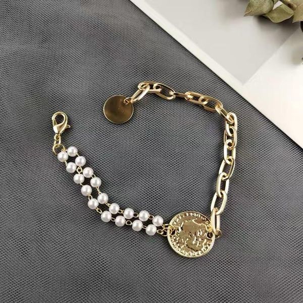 link, chain pearl bracelet women's korean retro braided fashion asymmetric personality jewelry accessories, Black
link, chain pearl bracelet women's korean retro braided fashion asymmetric personality jewelry accessories, Black