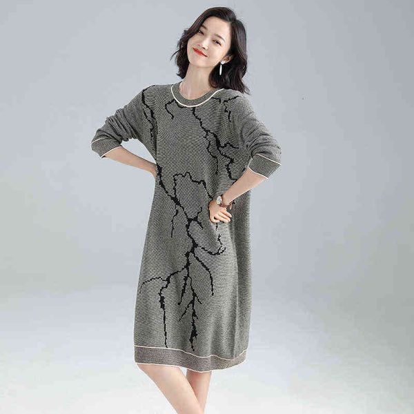 casual dresses autumn winter round neck pullover knitted 2022 korean camouflage loose large women's jacquard drs, Black;gray
casual dresses autumn winter round neck pullover knitted 2022 korean camouflage loose large women's jacquard drs, Black;gray