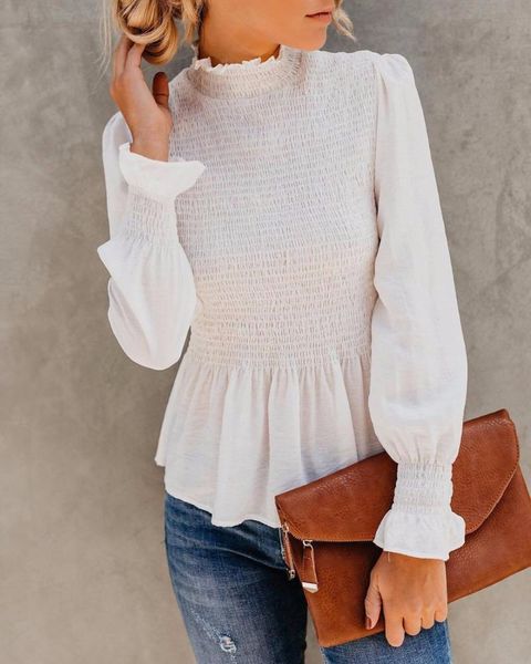 women's blouses & shirts women turtle neck blouse flare sleeve streetwear autumn casual 2021 blusa, White
women's blouses & shirts women turtle neck blouse flare sleeve streetwear autumn casual 2021 blusa, White