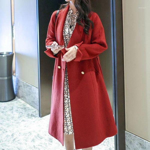 women's wool & blends double sided cashmere coat with breasted design for women in winter, Black
women's wool & blends double sided cashmere coat with breasted design for women in winter, Black