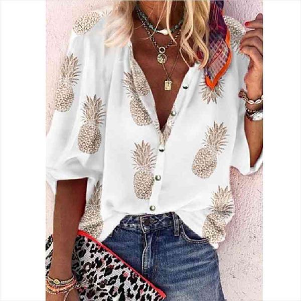 large size womens shirts autumn spring loose v neck button fruit printed blouse plus size s-5xl blusas elegante, White
large size womens shirts autumn spring loose v neck button fruit printed blouse plus size s-5xl blusas elegante, White