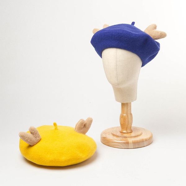 fall big 5 years above children's wool antlers cute christmas rudolf beret wide brim hats, Blue;gray
fall big 5 years above children's wool antlers cute christmas rudolf beret wide brim hats, Blue;gray