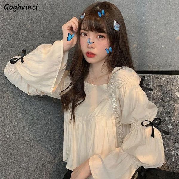 women's blouses & shirts women autumn retro patchwork knot-bow loose folds square collar flare sleeve elegant fashion ins korean style, White
women's blouses & shirts women autumn retro patchwork knot-bow loose folds square collar flare sleeve elegant fashion ins korean style, White