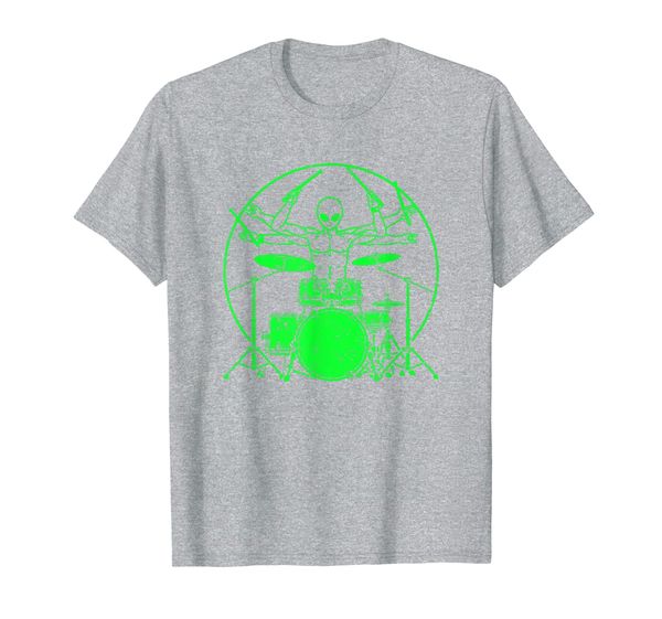 green ufo alien drummer for drummers, White;black