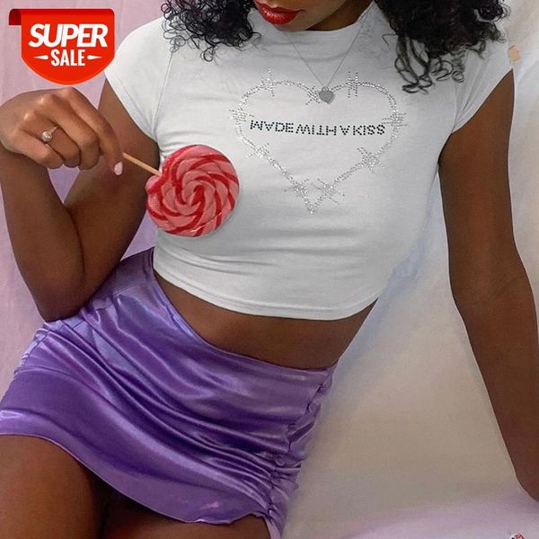 Stylish Heart Letter Printed Rhinestone Cropped Top Summer Short Sleeve O-Neck Slim T-Shirt Casual Slim Fitting Shirt for Female #8s0g, White
Stylish Heart Letter Printed Rhinestone Cropped Top Summer Short Sleeve O-Neck Slim T-Shirt Casual Slim Fitting Shirt for Female #8s0g, White
