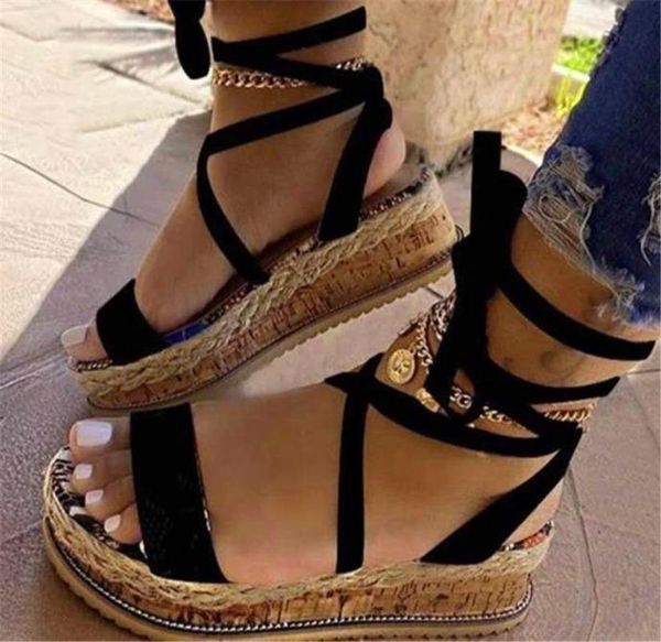 summer style open-toed cross straps fashion party sandals and slippers women's thick-soled ultra-light large size wedges, Black
summer style open-toed cross straps fashion party sandals and slippers women's thick-soled ultra-light large size wedges, Black