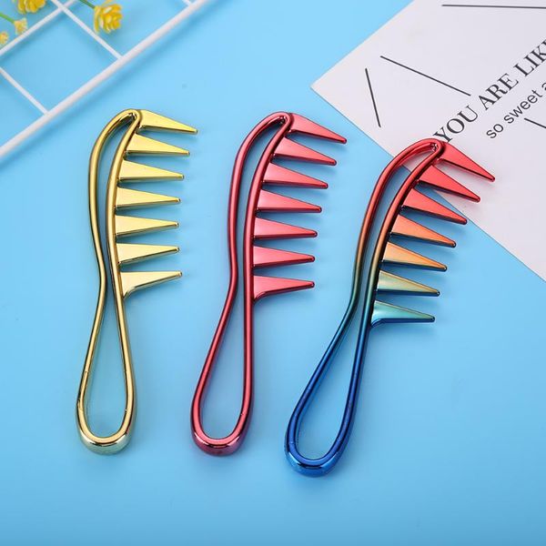 hair brushes 1pc curly wide tooth plastic comb anti static women portable detangler salon electroplated massage, Silver
hair brushes 1pc curly wide tooth plastic comb anti static women portable detangler salon electroplated massage, Silver