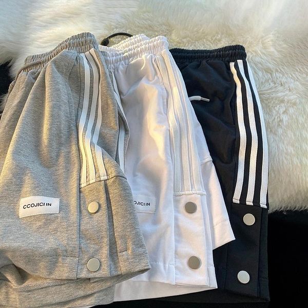 men's shorts summer striped breasted thin loose outer wear straight quarter pants basketball casual large, White;black
men's shorts summer striped breasted thin loose outer wear straight quarter pants basketball casual large, White;black