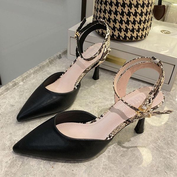 women's shoes 2021 spring pointed toe models fine with snake pattern nightclub sandals buckle high heel, Black
women's shoes 2021 spring pointed toe models fine with snake pattern nightclub sandals buckle high heel, Black