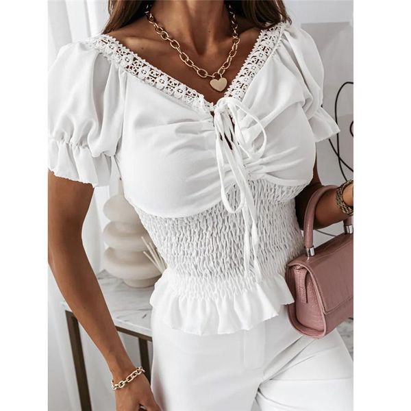 women's blouses & shirts elegant blouse women 2021 fashion white ruched ruffle lace patchwork tunic shirt short sleeve crop female clo
women's blouses & shirts elegant blouse women 2021 fashion white ruched ruffle lace patchwork tunic shirt short sleeve crop female clo