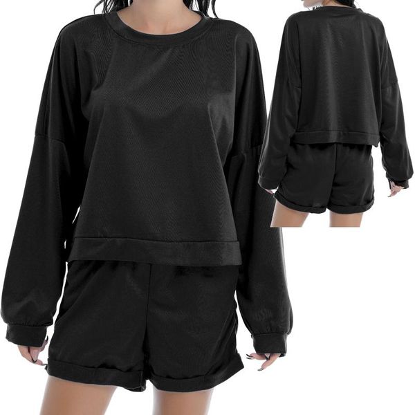 women's tracksuits women summer sport suit 2pcs gym yoga fitness outfits clothes round neck long sleeve sweatshirt with shorts set leis, Gray
women's tracksuits women summer sport suit 2pcs gym yoga fitness outfits clothes round neck long sleeve sweatshirt with shorts set leis, Gray