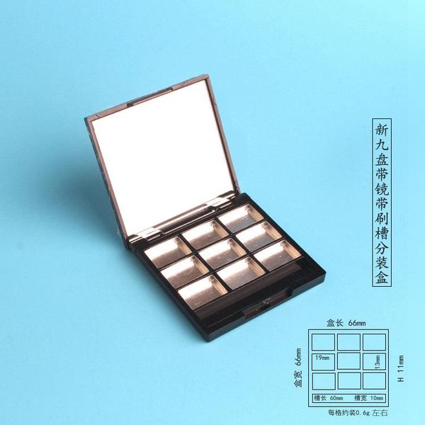 storage bottles & jars 0.6g 9 grids empty eye shadow with mirror,brush, aluminium pan,black diy make up powder compact cosmetic packing cont
storage bottles & jars 0.6g 9 grids empty eye shadow with mirror,brush, aluminium pan,black diy make up powder compact cosmetic packing cont