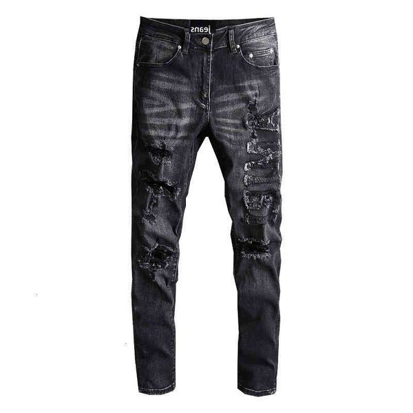 fashion street 698 brand high am jeans men's personality hole breaking trend frayed splicing slim leggings, Blue
fashion street 698 brand high am jeans men's personality hole breaking trend frayed splicing slim leggings, Blue