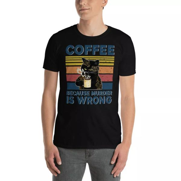 vintage retro coffee because murder is wrong cat coffee lover gifts t-shirt, White;black
vintage retro coffee because murder is wrong cat coffee lover gifts t-shirt, White;black