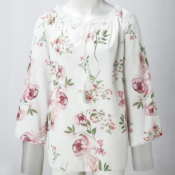 women's blouses & shirts floral print blouse women lace-up womens and long sleeve loose lace elegant female top, White
women's blouses & shirts floral print blouse women lace-up womens and long sleeve loose lace elegant female top, White