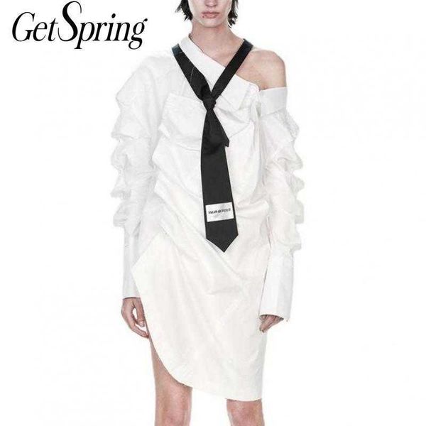 getspring women dress puff sleeve irregular shirt es long asymmetry white cotton girls summer 210601, Black;gray
getspring women dress puff sleeve irregular shirt es long asymmetry white cotton girls summer 210601, Black;gray