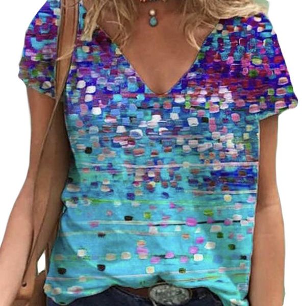 summer women temperament v-neck leisure style colorful geometric/floral printing short sleeve t-shirt loose base shirt women's, White
summer women temperament v-neck leisure style colorful geometric/floral printing short sleeve t-shirt loose base shirt women's, White