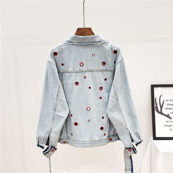 women's jackets streetwear denim female jacket hollow circle out loosened vintage jeans chic single blue light breasted casual short co, Black;brown
women's jackets streetwear denim female jacket hollow circle out loosened vintage jeans chic single blue light breasted casual short co, Black;brown