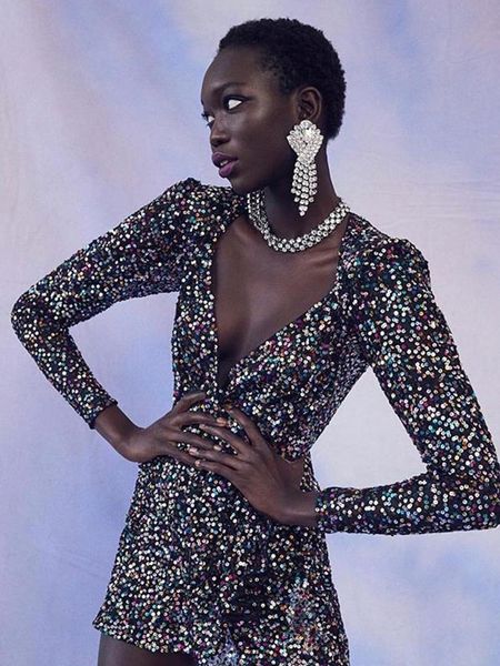 women's jumpsuits & rompers multicolor women jumpsuit long-sleeve sequined hight street playsuits fashion, Black;white 
women's jumpsuits & rompers multicolor women jumpsuit long-sleeve sequined hight street playsuits fashion, Black;white