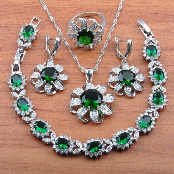 earrings & necklace amazing wedding jewelry sets russian style natural green cubic zirconia party vintage women flower costume js0350, Silver
earrings & necklace amazing wedding jewelry sets russian style natural green cubic zirconia party vintage women flower costume js0350, Silver