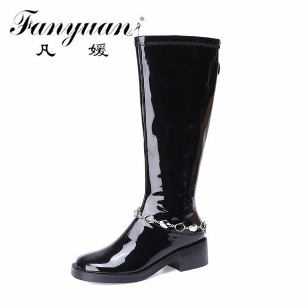boots fanyuan cool metal chain women knee high concise fashion genuine leather thick heels shoes woman autumn winter, Black
boots fanyuan cool metal chain women knee high concise fashion genuine leather thick heels shoes woman autumn winter, Black