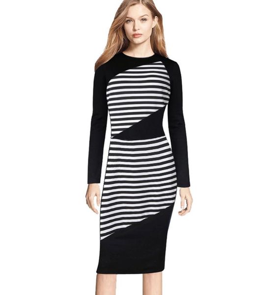 work dresses hxroolrp 2021 autumn winter women stripe long sleeve round neck slim fit ol lady business professional female attire dress, White;black
work dresses hxroolrp 2021 autumn winter women stripe long sleeve round neck slim fit ol lady business professional female attire dress, White;black