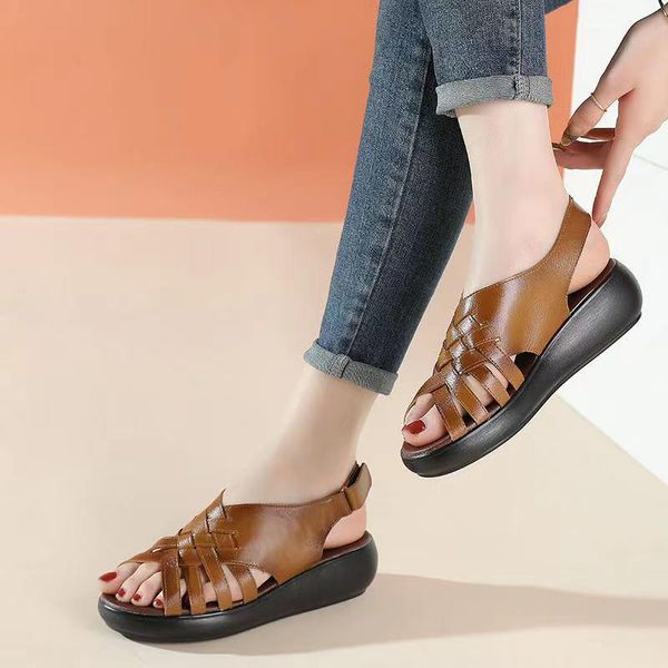 sandals women's sandals, summer platform shoes, leather wedge, breathable ladies shoes 2021 soft-soled woven heels, Black
sandals women's sandals, summer platform shoes, leather wedge, breathable ladies shoes 2021 soft-soled woven heels, Black