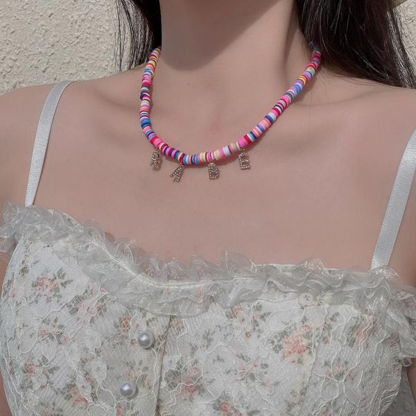 pendant necklaces bohemia colorful soft clay clavicle chain necklace for women full rhinestone initial letter ethnic jewelry, Silver
pendant necklaces bohemia colorful soft clay clavicle chain necklace for women full rhinestone initial letter ethnic jewelry, Silver