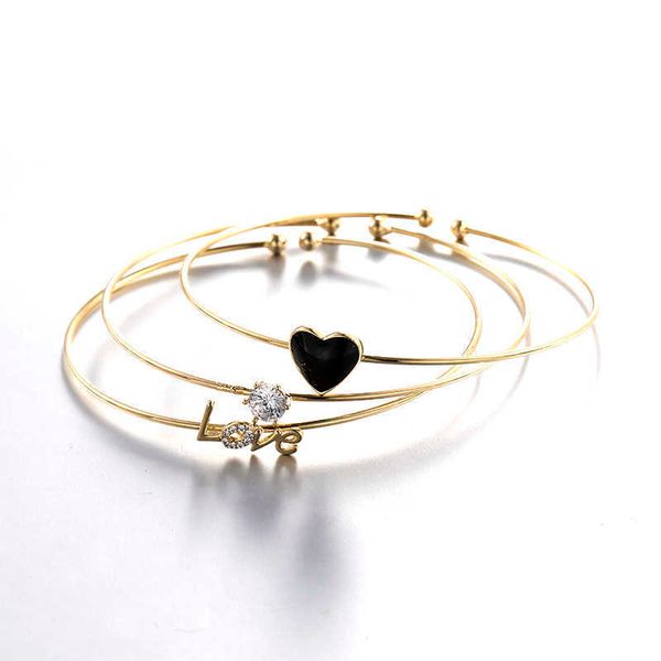 chran ladies gifts 3pcs stainless steel cuff bangles cubic zirconia love heart bracelets for wonder women fashion jewelry bijoux q0717, Black
chran ladies gifts 3pcs stainless steel cuff bangles cubic zirconia love heart bracelets for wonder women fashion jewelry bijoux q0717, Black