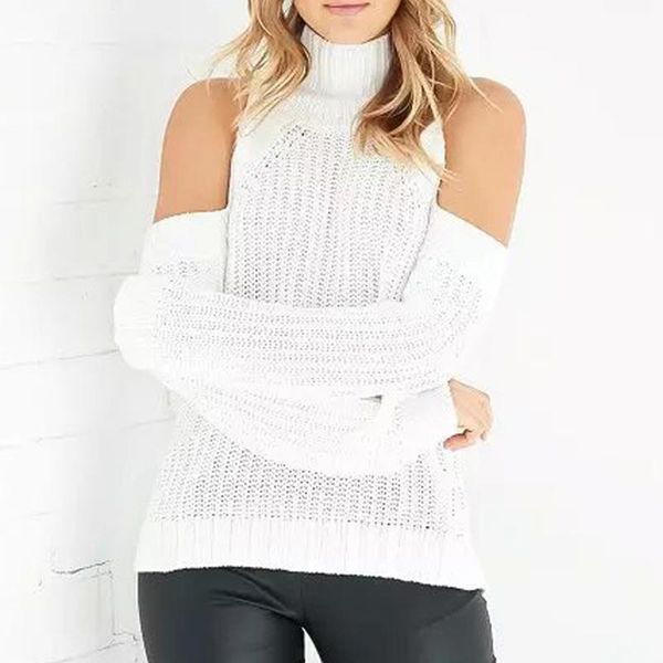 women's sweaters 2021 arrival women sweater knitted off shoulder open female turtleneck ladies jumper, White;black
women's sweaters 2021 arrival women sweater knitted off shoulder open female turtleneck ladies jumper, White;black