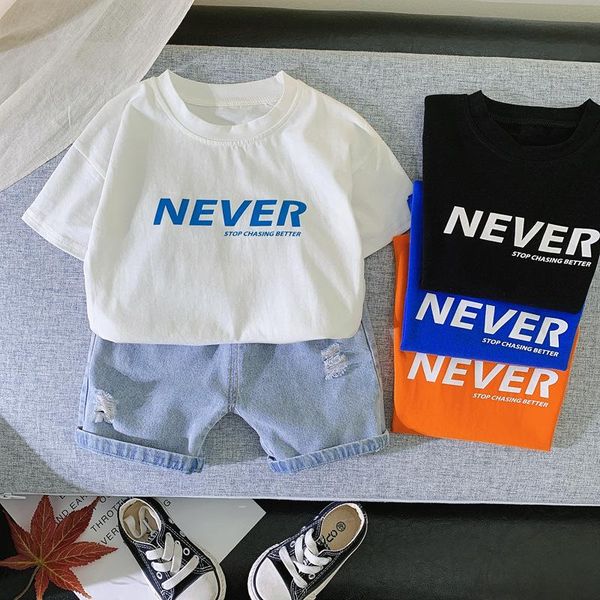 0-5 years kids boy 2021 summer clothessuits cotton baby letter t-shirt +ripped jeans fashion 2-piece sets toddler girls clothing, White
0-5 years kids boy 2021 summer clothessuits cotton baby letter t-shirt +ripped jeans fashion 2-piece sets toddler girls clothing, White