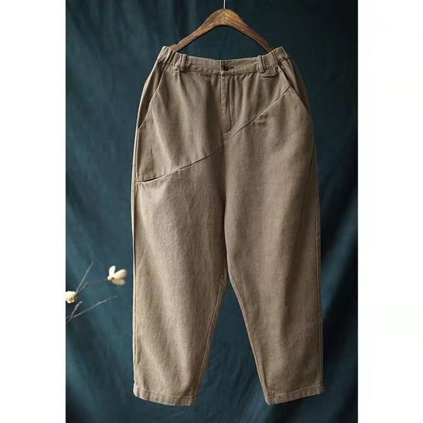 women's pants & capris 2021 arrival summer arts style women loose casual elastic waist ankle-length cotton linen patchwork harem w241, Black;white
women's pants & capris 2021 arrival summer arts style women loose casual elastic waist ankle-length cotton linen patchwork harem w241, Black;white