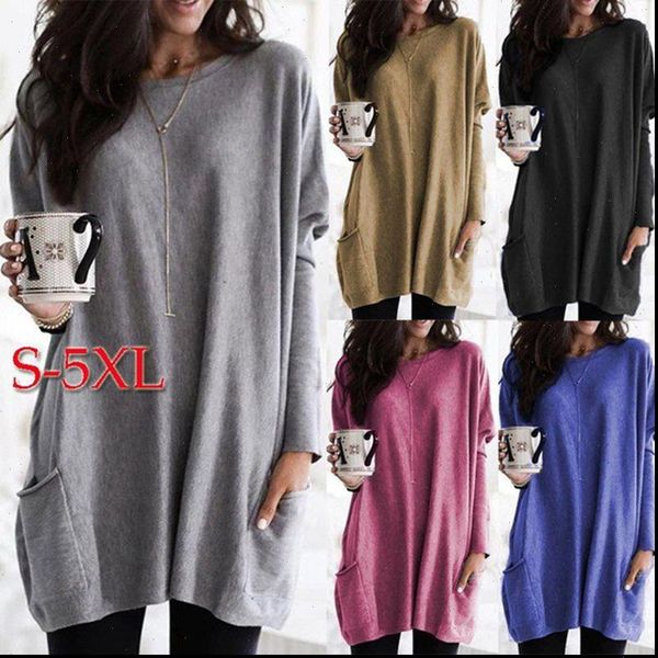 long sleeved bottoming womens shirts o neck pockets solid and casual female clothes plus size 5xl, White
long sleeved bottoming womens shirts o neck pockets solid and casual female clothes plus size 5xl, White
