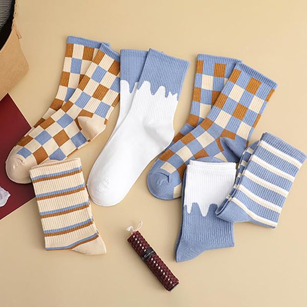 japanese blue women socks cotton mid tube breathable stripe square patchwork color girls sokken drop supply & hosiery, Black;white
japanese blue women socks cotton mid tube breathable stripe square patchwork color girls sokken drop supply & hosiery, Black;white