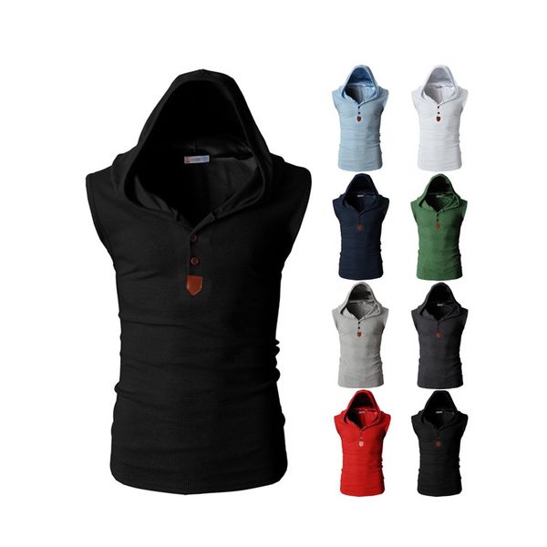men's vest summer fashion hooded solid color sports slim elastic waistcoat, Black;white
men's vest summer fashion hooded solid color sports slim elastic waistcoat, Black;white