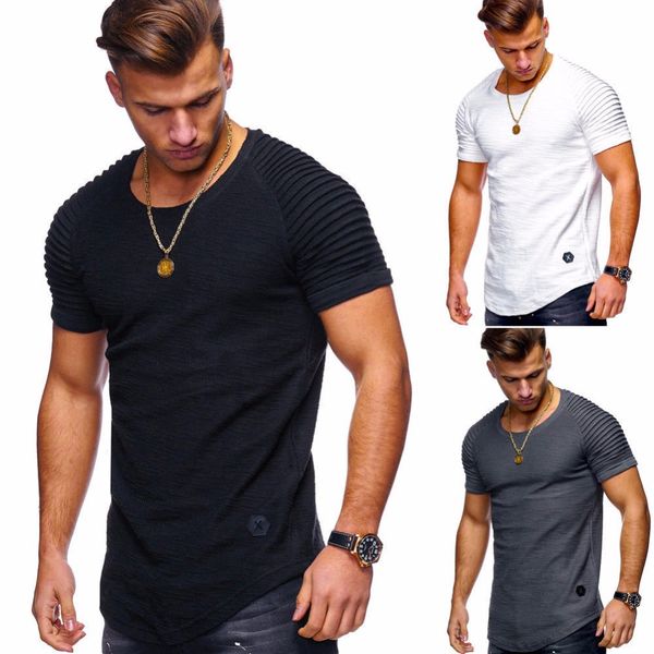 summer men's round-necked slim short-sleeved undershirt, pleated shoulder sleeve t-shirt men, White;black
summer men's round-necked slim short-sleeved undershirt, pleated shoulder sleeve t-shirt men, White;black