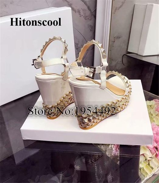 dress shoes fashion embellished with gold pyramid studs sandals super high heels wedges platform pump metallic-trimmed espadrille heel, Black
dress shoes fashion embellished with gold pyramid studs sandals super high heels wedges platform pump metallic-trimmed espadrille heel, Black