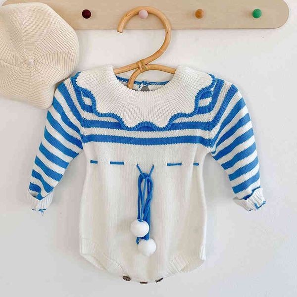spring autumn toddler clothing baby girls stripe rompers kids girl long sleeve lotus leaf collar knit 210429, Blue
spring autumn toddler clothing baby girls stripe rompers kids girl long sleeve lotus leaf collar knit 210429, Blue