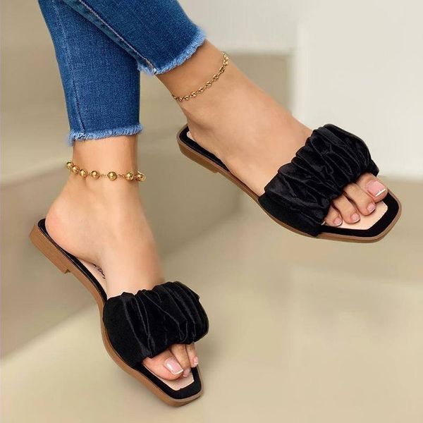 summer sandals women shoes slippers folds square toe outside beach for ladies flats 2021 solid color fashion, Black
summer sandals women shoes slippers folds square toe outside beach for ladies flats 2021 solid color fashion, Black
