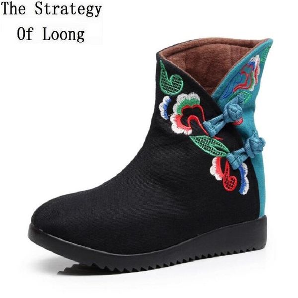 boots spring autumn china style retro embroider buckles canvas women short winter plush ladies ankle equestrian botas 2021, Black
boots spring autumn china style retro embroider buckles canvas women short winter plush ladies ankle equestrian botas 2021, Black