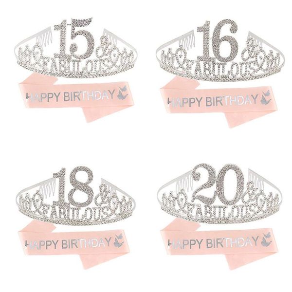 party decoration sweet 15th 16th 18th 20th birthday sash and tiara crown set for women girls happy supplies gifts
party decoration sweet 15th 16th 18th 20th birthday sash and tiara crown set for women girls happy supplies gifts