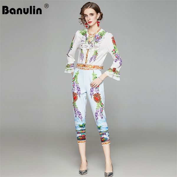 banulin summer fashion runway elegant women's sets ruffles flare sleeve + floral pencil pants 2 two pieces set outfits 210603, White
banulin summer fashion runway elegant women's sets ruffles flare sleeve + floral pencil pants 2 two pieces set outfits 210603, White