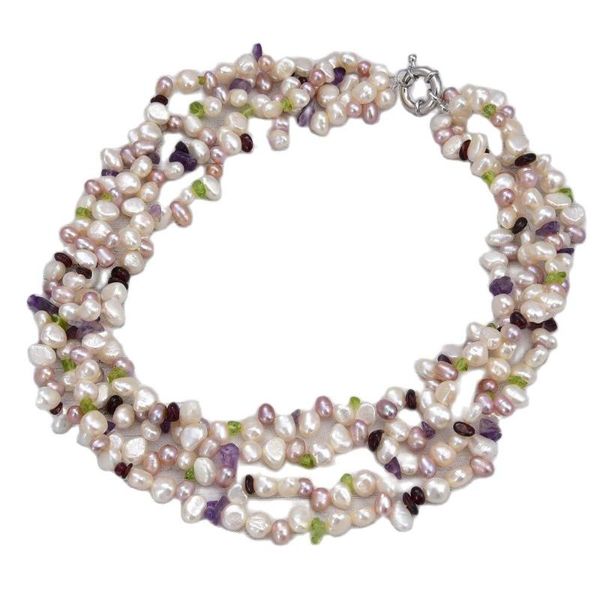 chains jk 4 strands 19'' pearl gems stone prehntes peridots amethysts garnet necklace handmade for women, Silver
chains jk 4 strands 19'' pearl gems stone prehntes peridots amethysts garnet necklace handmade for women, Silver