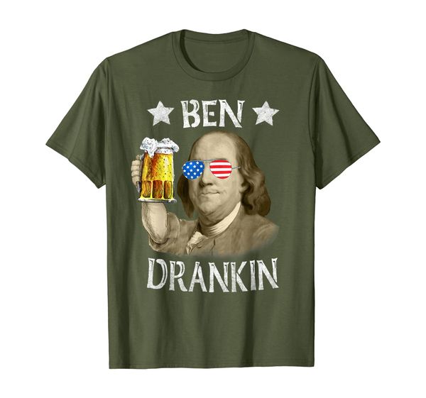 

Ben Drankin 4th of July Benjamin Franklin Beer Drinking T-Shirt, Mainly pictures